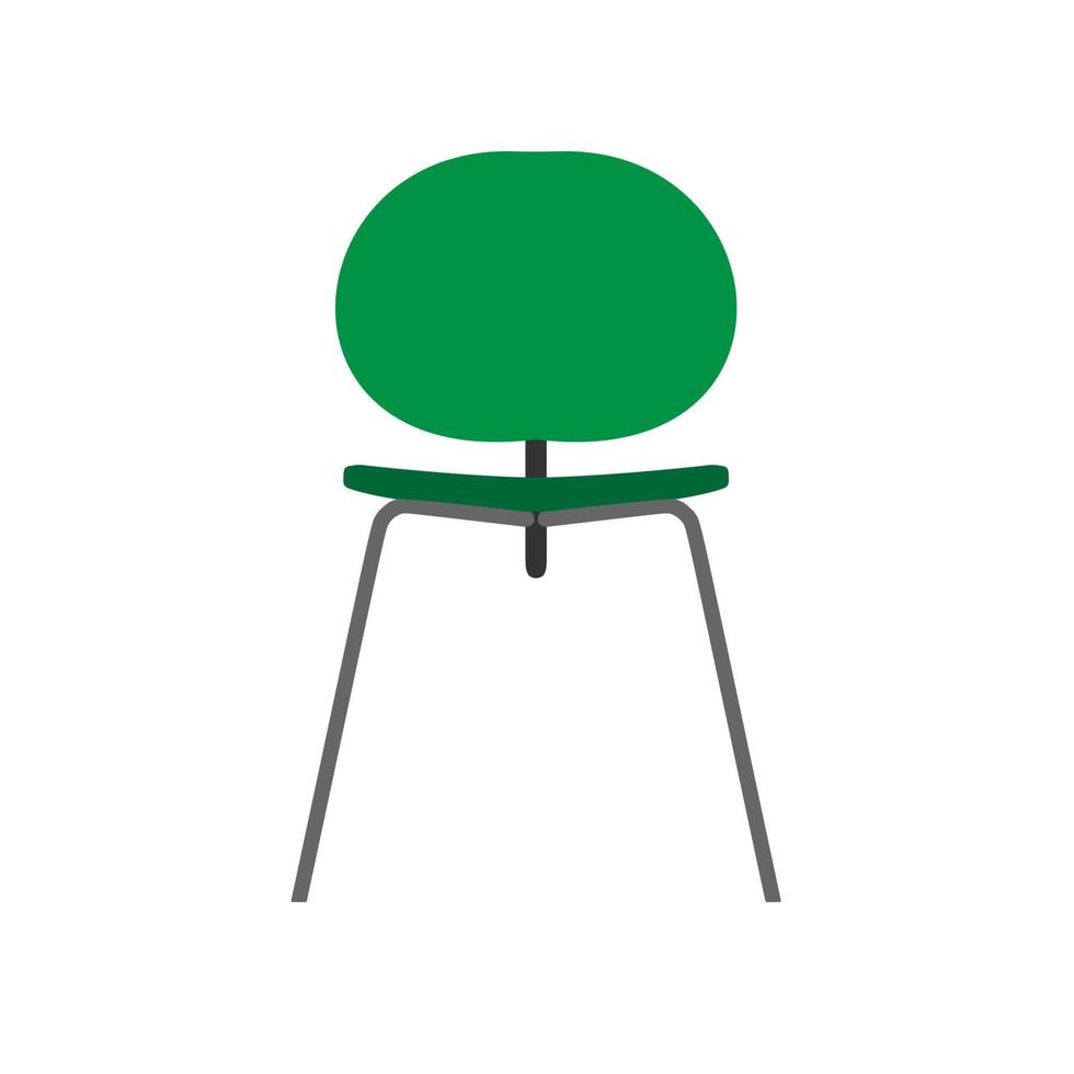 Chair green front view wooden vector icon. Office comfortable symbol relaxation furniture equipment