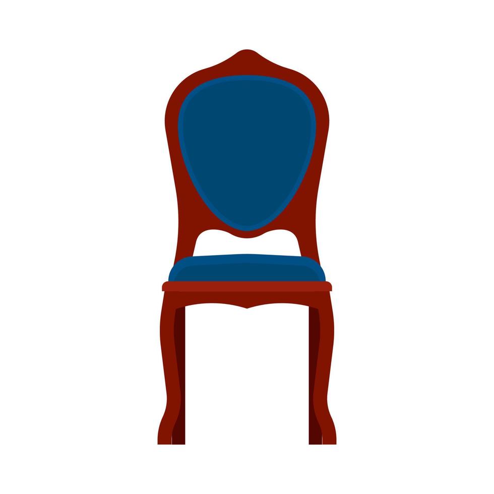 silla clásica vista frontal cómoda elegancia marrón elegante muebles vector icono. habitación interior de asiento de lujo vintage