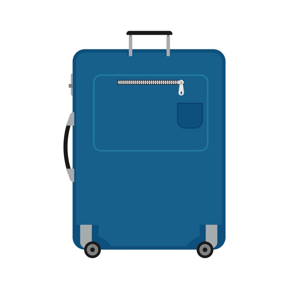 maleta para viajes turísticos de larga distancia color azul con cremallera aislada en el icono de ilustración vectorial de fondo blanco vector