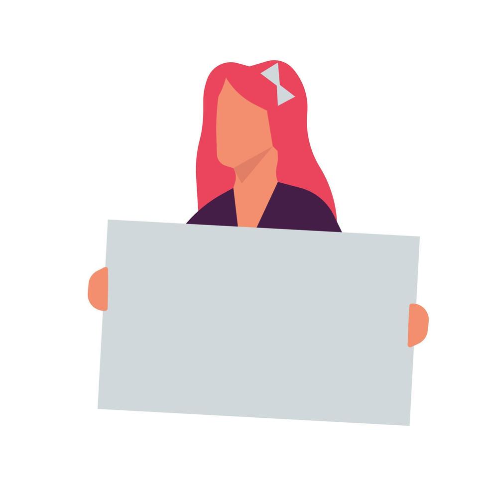 People holding placard vector illustration. Demonstration protest standing character activist with board. Meeting message protester blank and political advertising picket. Announcement human campaign