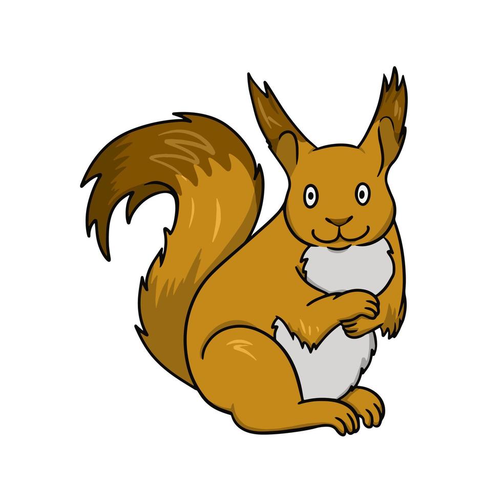 Bright squirrel sitting, vector illustration in cartoon style on a white background