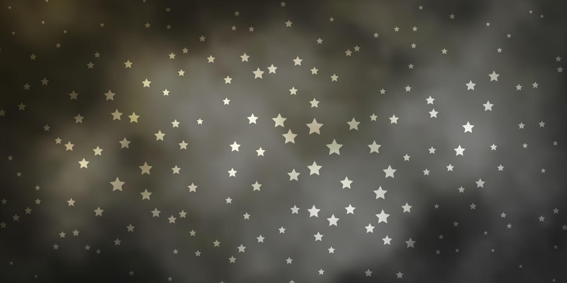 Fondo de vector gris oscuro con estrellas pequeñas y grandes.