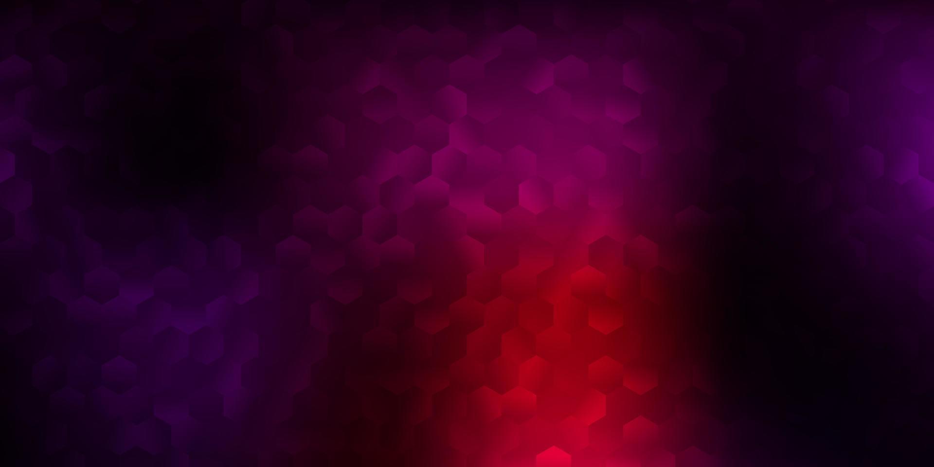Dark purple, pink vector backdrop with a batch of hexagons.