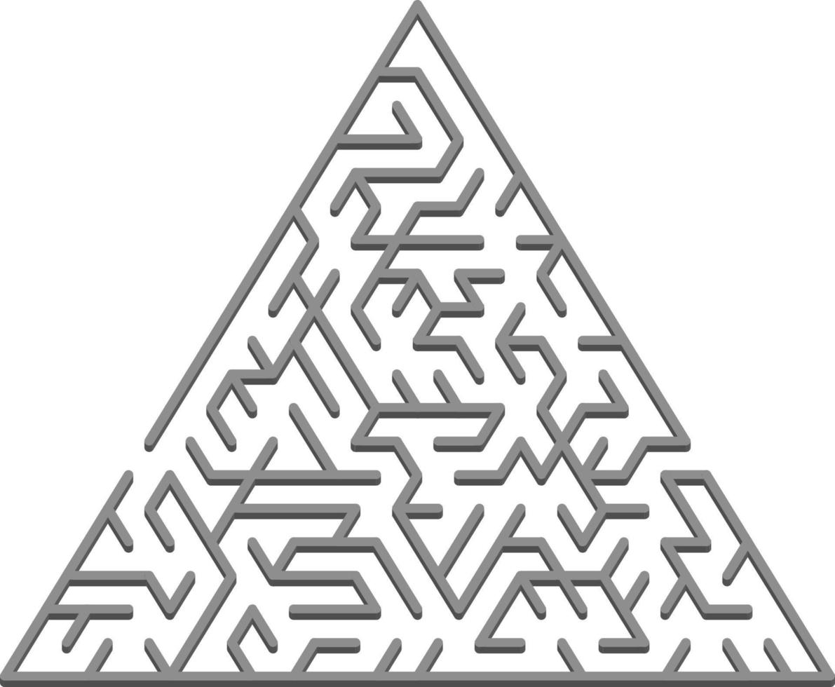 Vector texture with a gray triangular 3D maze, game.