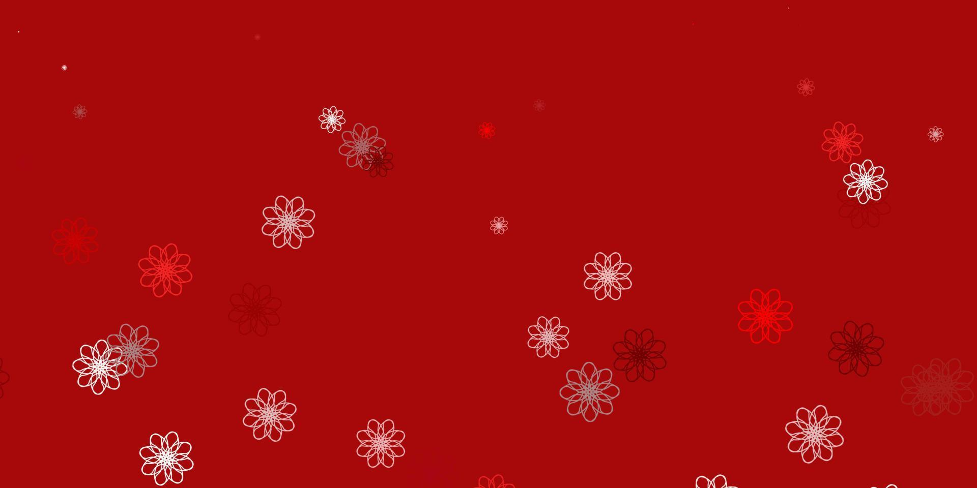 Light Red vector doodle texture with flowers.