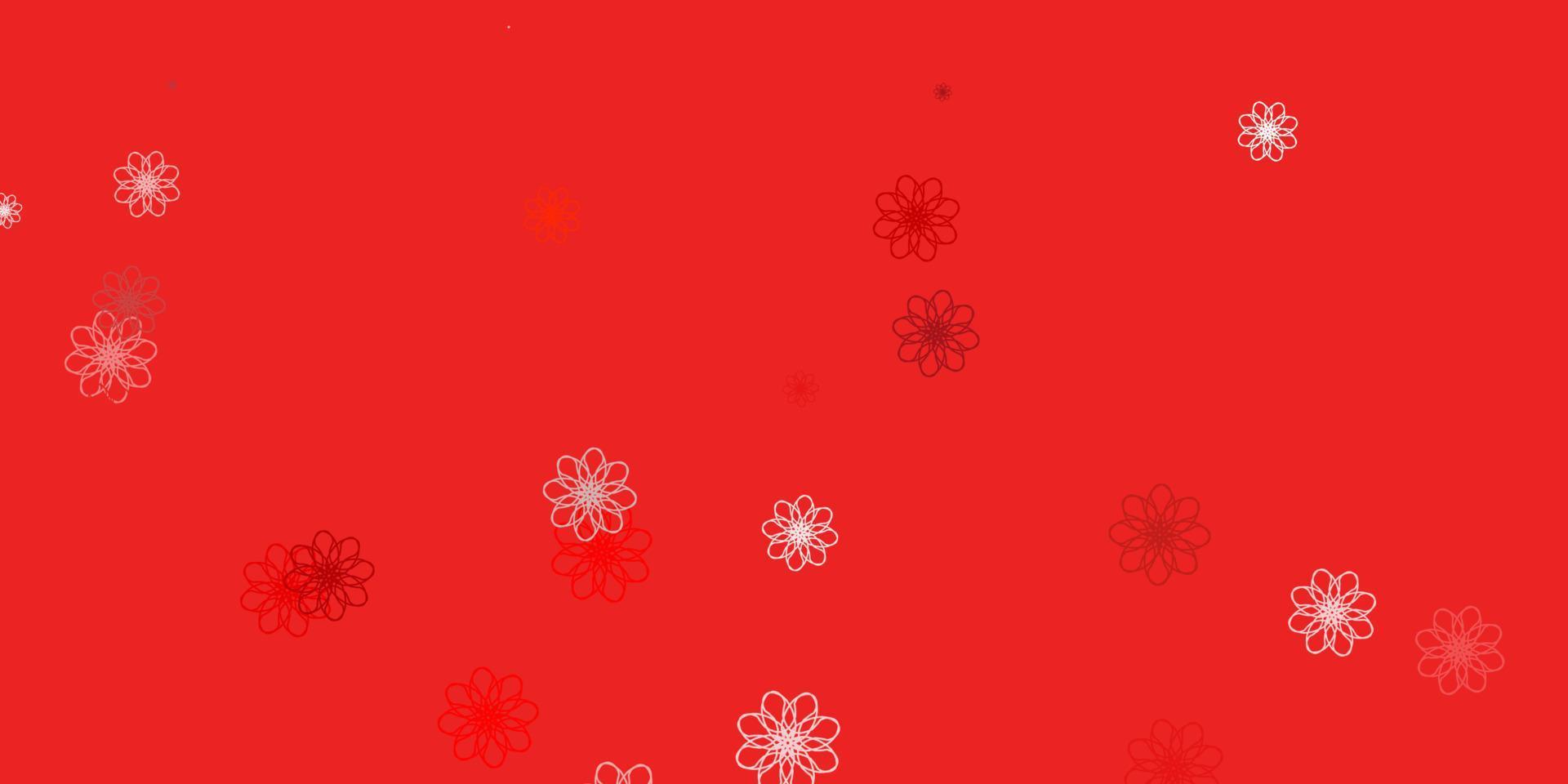 textura de doodle de vector rojo, amarillo claro con flores.