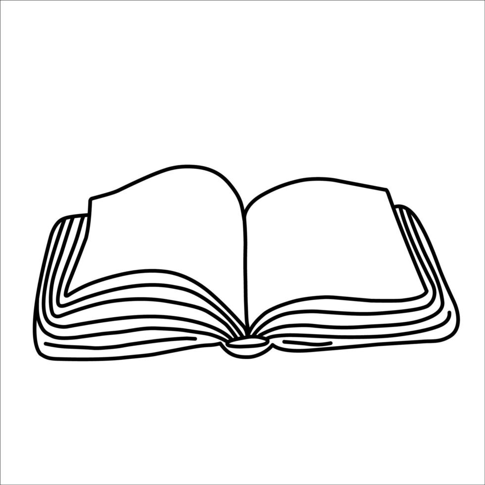 Webdrawing open book. Vector object illustration, minimalism hand drawn sketch design. Concept of study and knowledge.