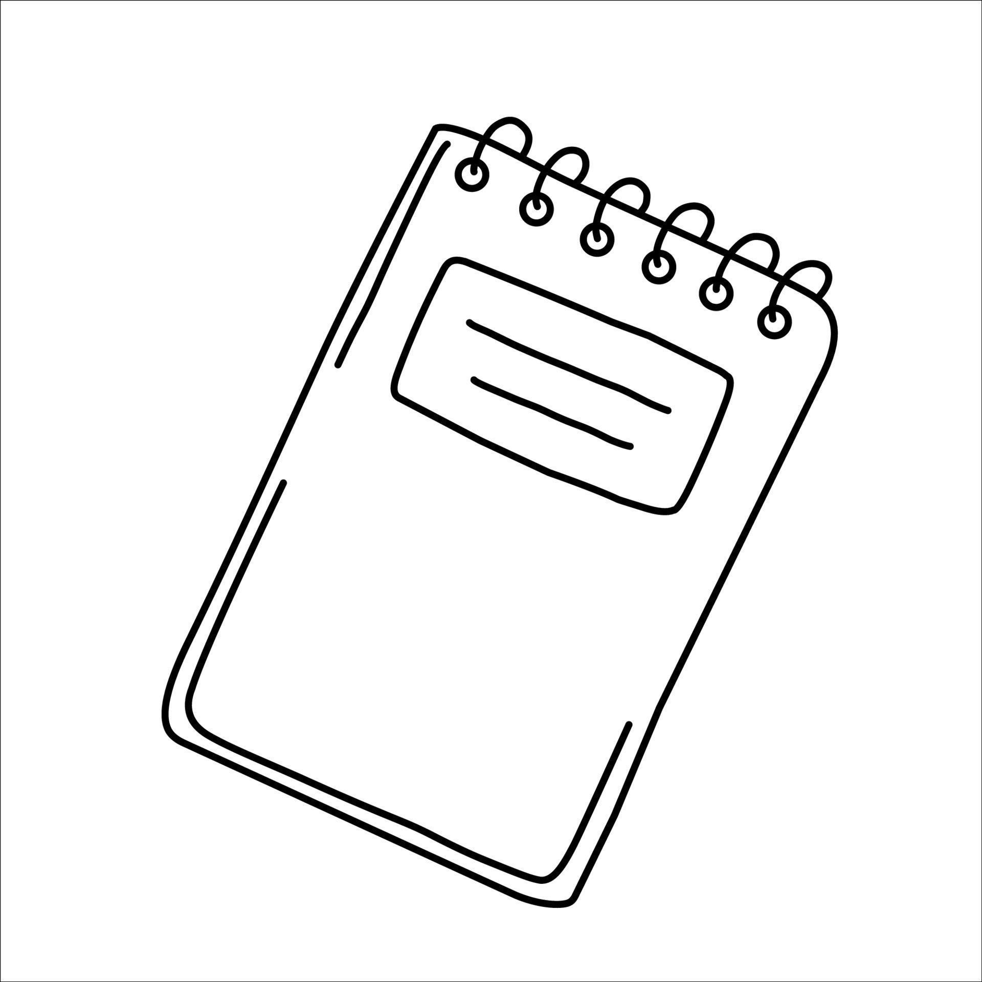 vector illustration notepad, black outline, isolated on white