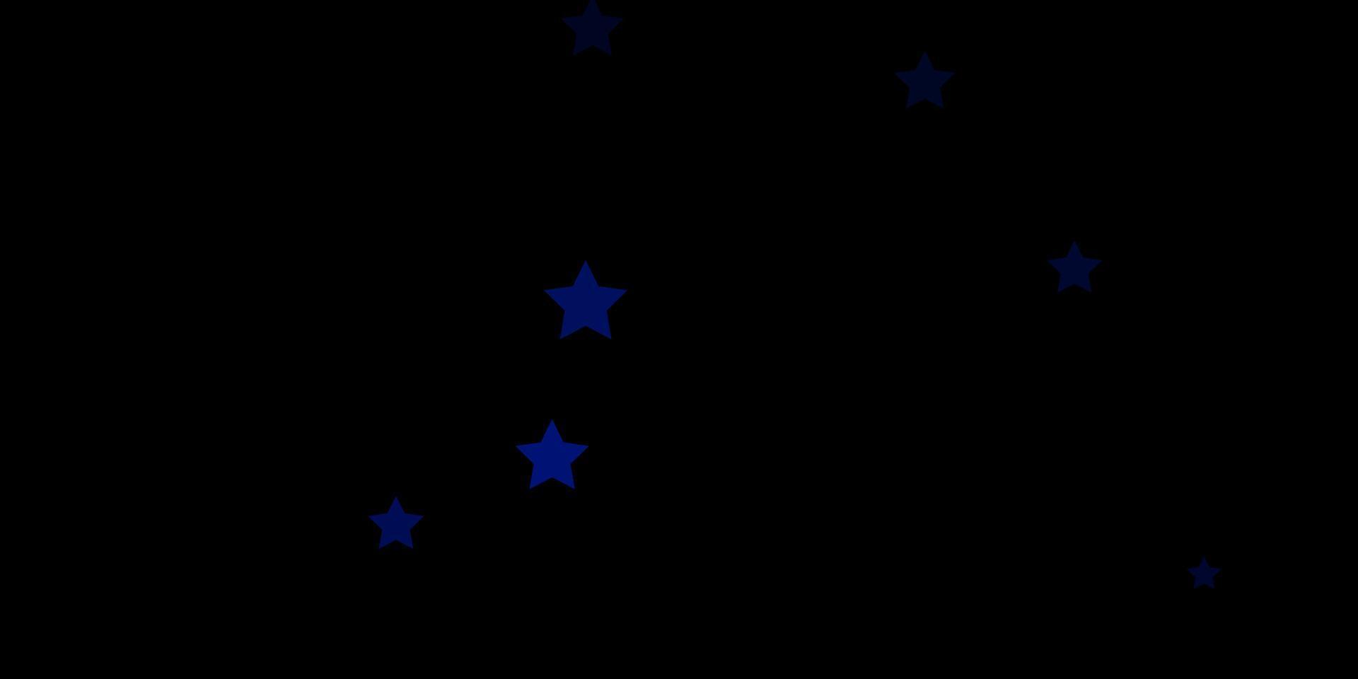 Fondo de vector azul oscuro con estrellas pequeñas y grandes.