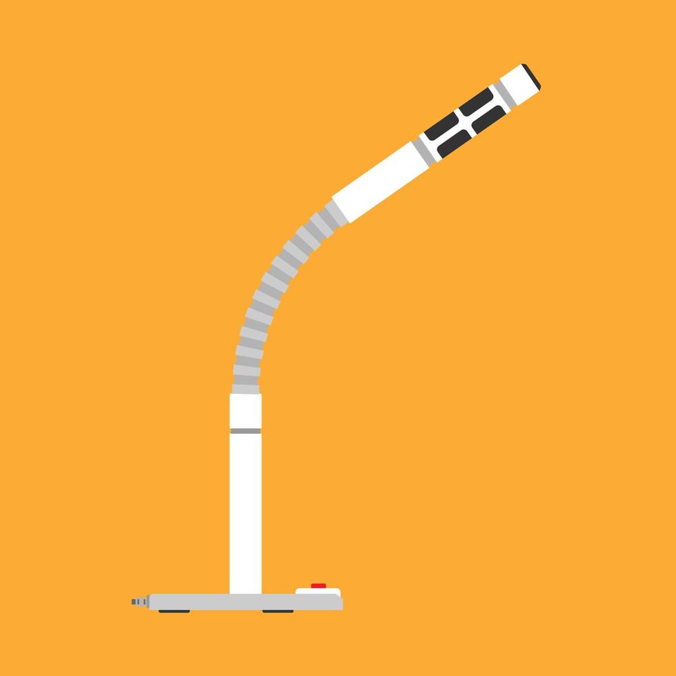 PC microphone vector icon media symbol equipment. Computer audio music element speaker. Flat white device gadget