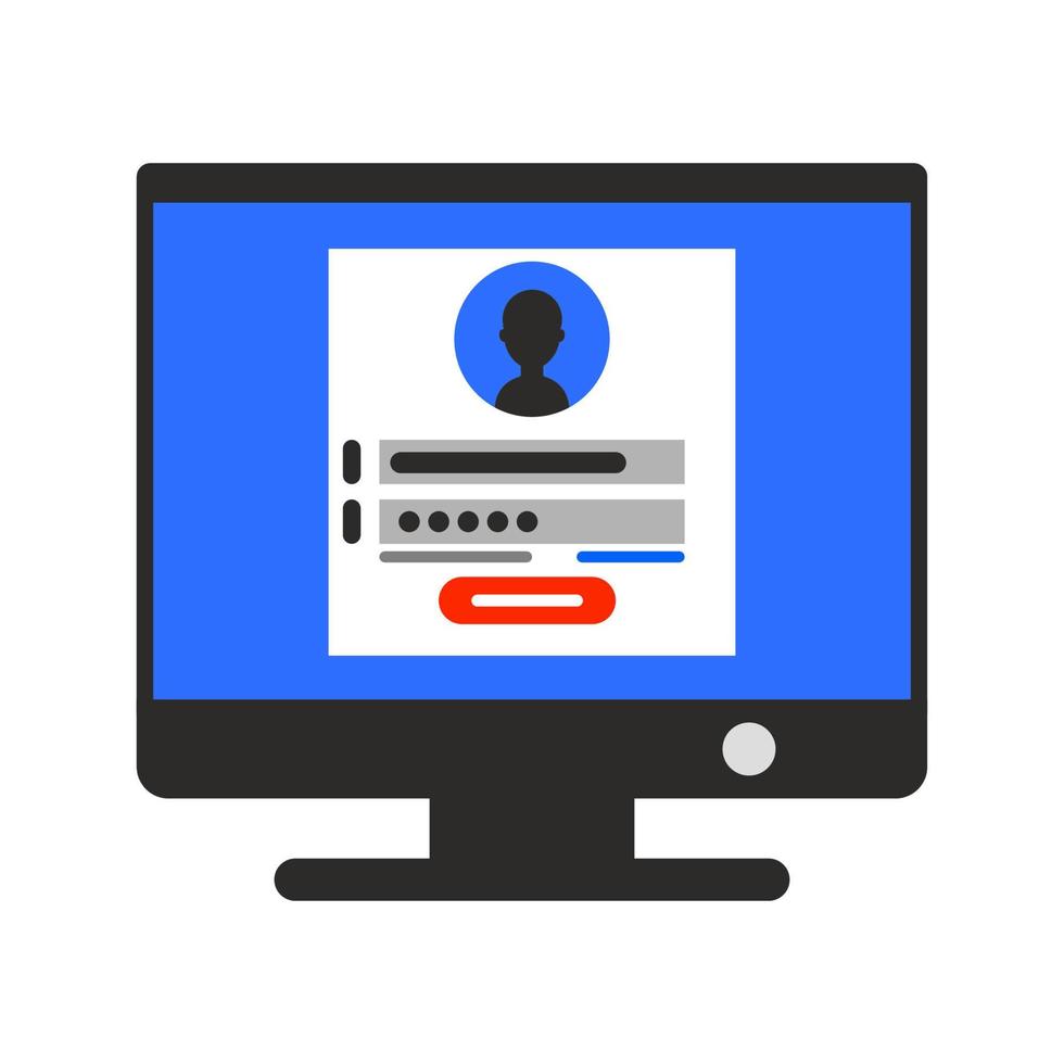 Computer monitor electronic screen icon vector illustration design. PC device equipment office monitor and business computer isolated white. Desktop modern computer monitor front view icon television