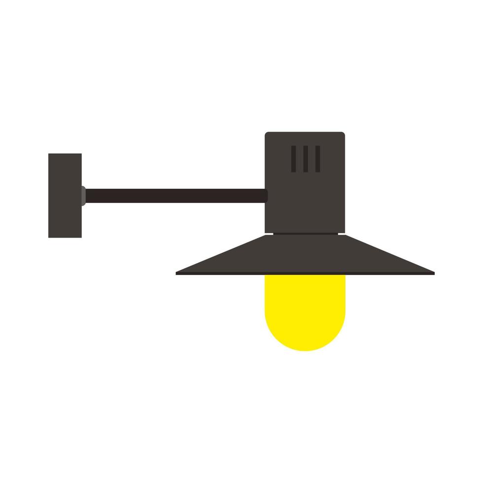 Wall lamp bright light illustration style vector icon. Electric illuminated yellow decorative interior room equipment