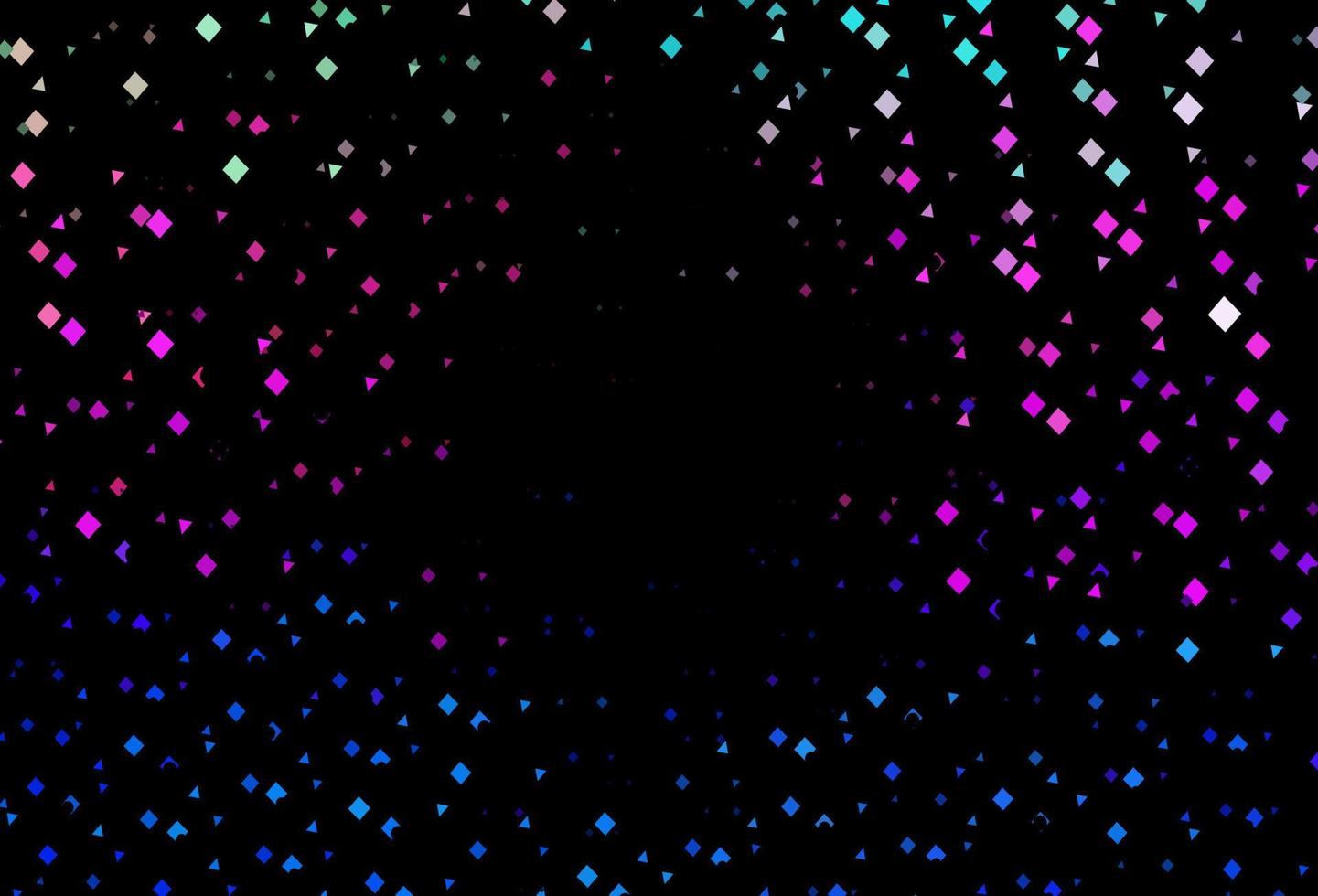 Dark multicolor, rainbow vector background with triangles, circles, cubes.
