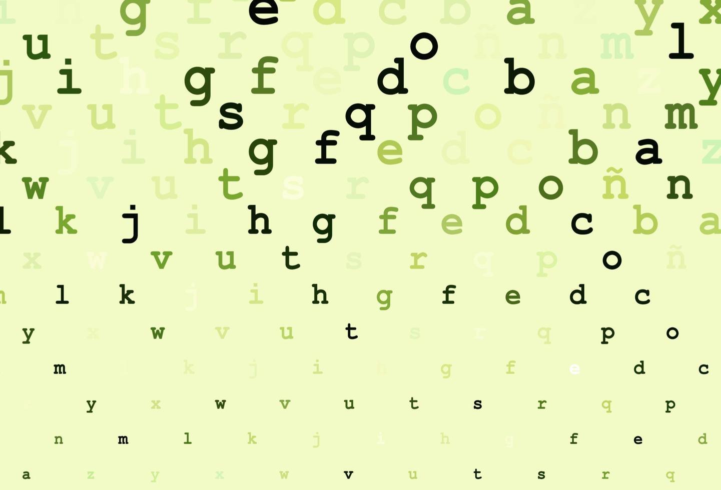 textura de vector verde oscuro con caracteres abc.