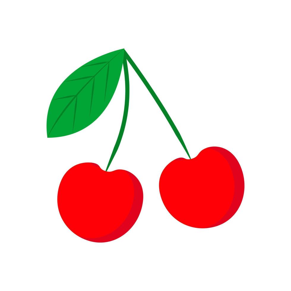 icono de vector saludable orgánico de flor natural rojo cereza. fruta de planta deliciosa aislada. alimento de ingrediente dulce de bayas