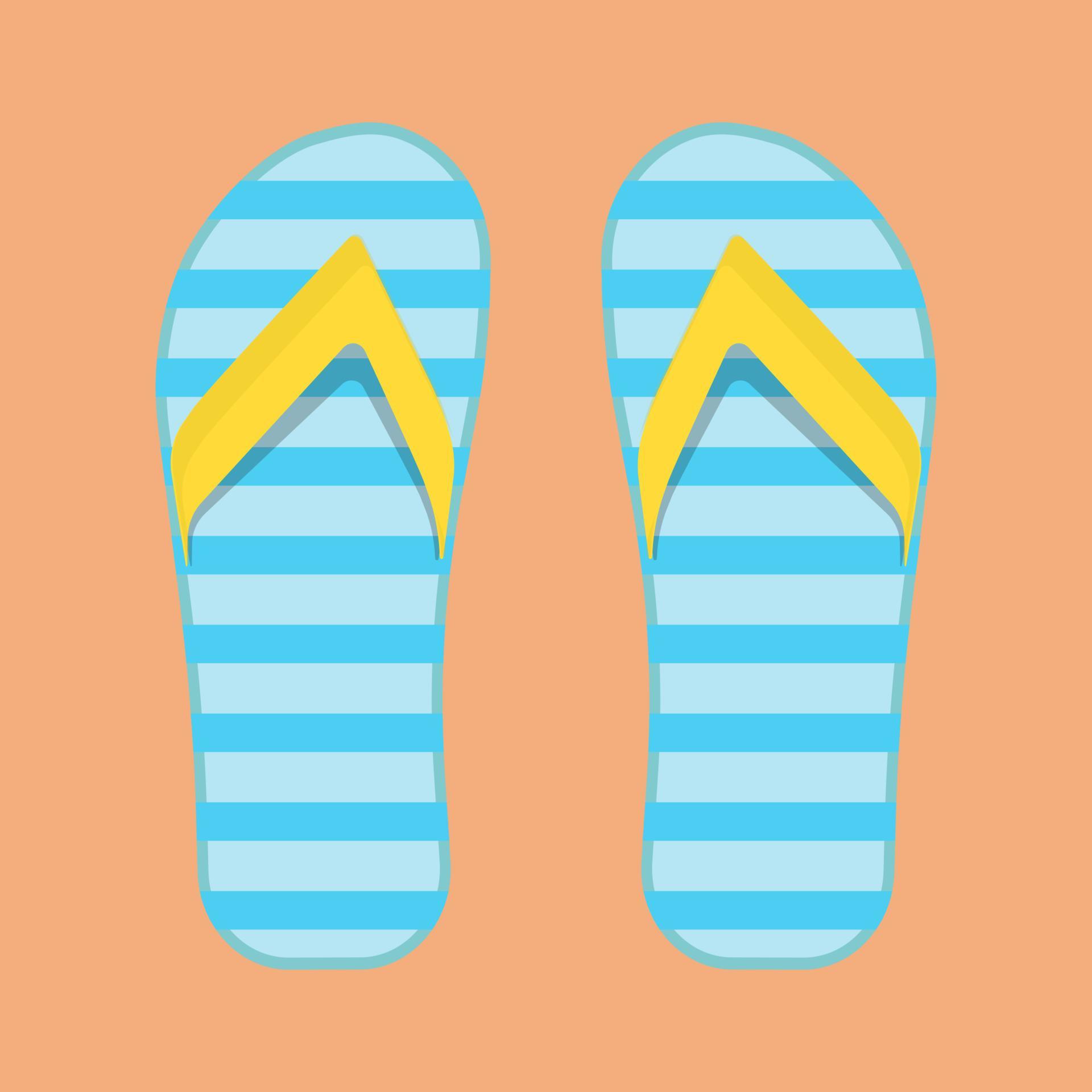 Flip Flop Beach Holiday Sandal Foot Vector Icon Top View Fashion Shoe Pair Set Travel Sea