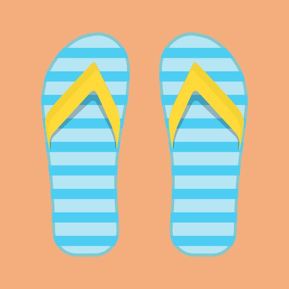 Flip flop beach holiday sandal foot vector icon top view. Fashion shoe pair set travel. Sea pattern accessory stripe