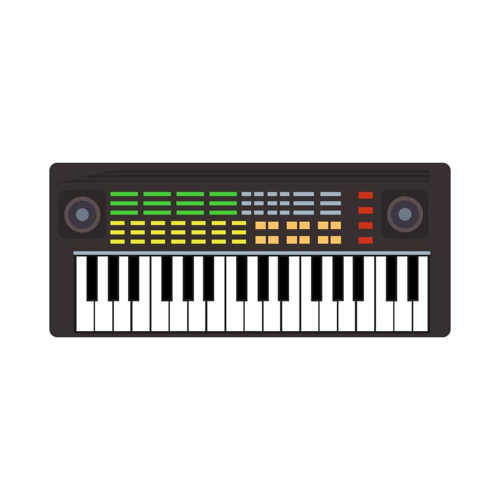 Music synthesizer instrument vector illustration. Musical sound synthesizer key equipment keyboard audio. Black electric element music. Digital equalizer entertainment icon for dj play symbol