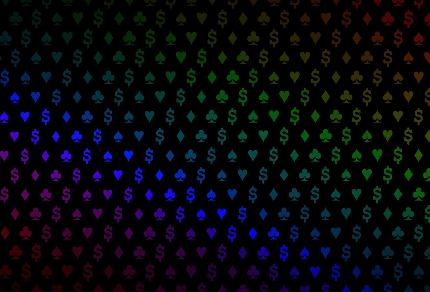 Fondo de vector de arco iris multicolor oscuro con signos de tarjetas.