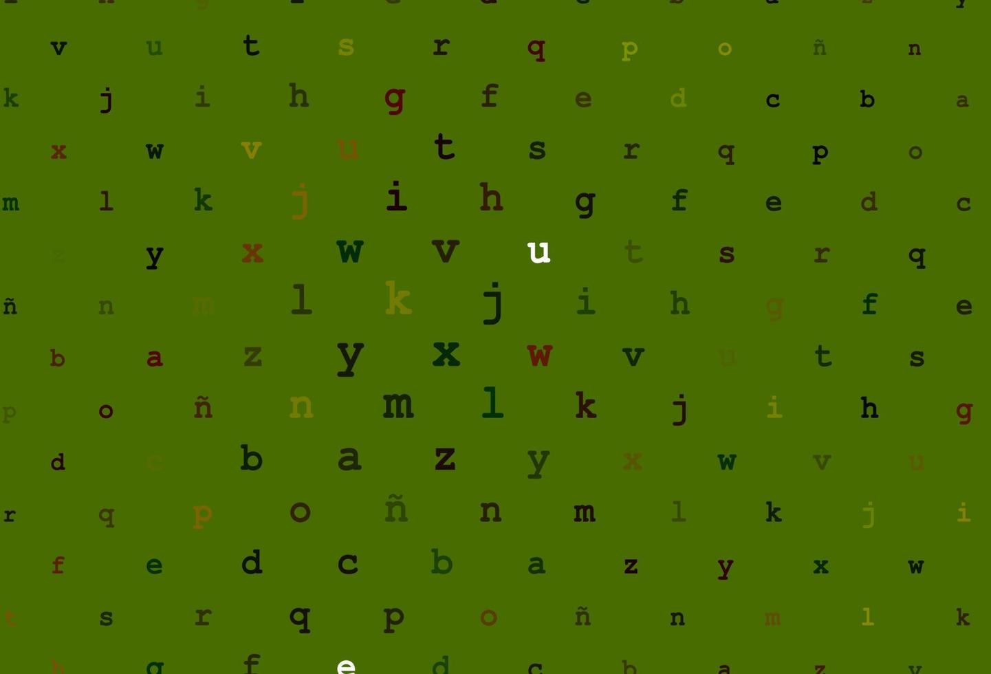 Dark green, yellow vector texture with ABC characters.