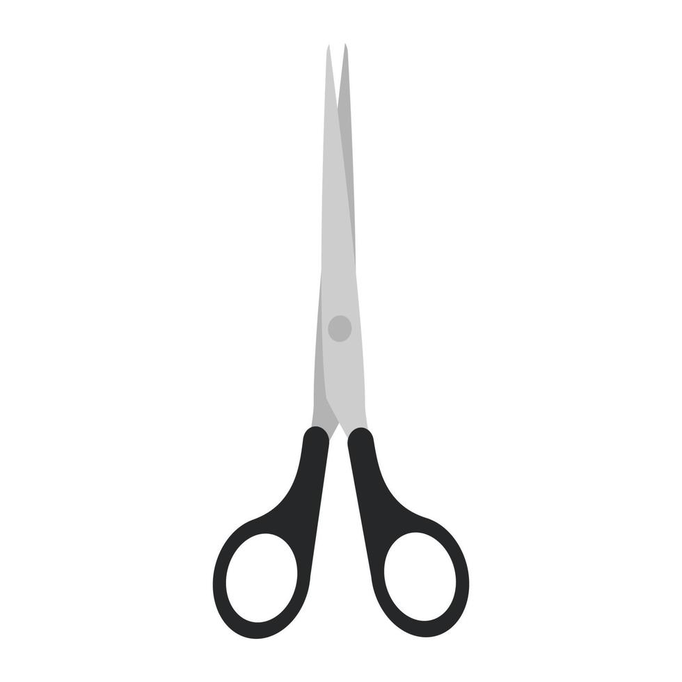 Scissor vector cut tool icon illustration isolated white design. Black symbol paper scissor tool equipment sign. Business object shape template handle cutting accessory stationery icon simple