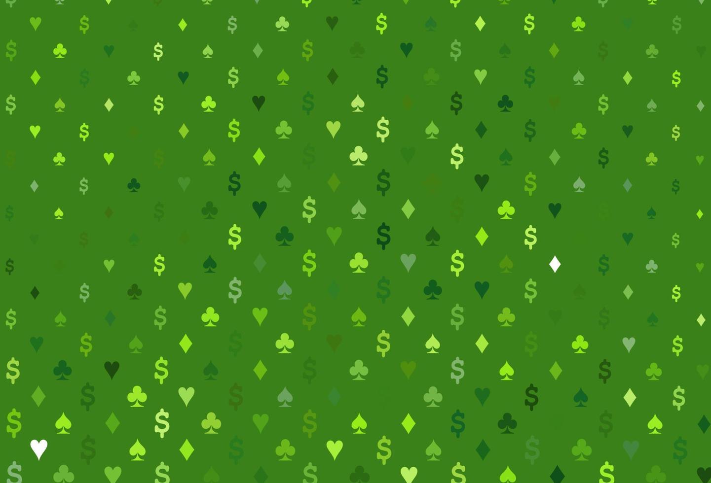 patrón de vector verde claro con símbolo de tarjetas.