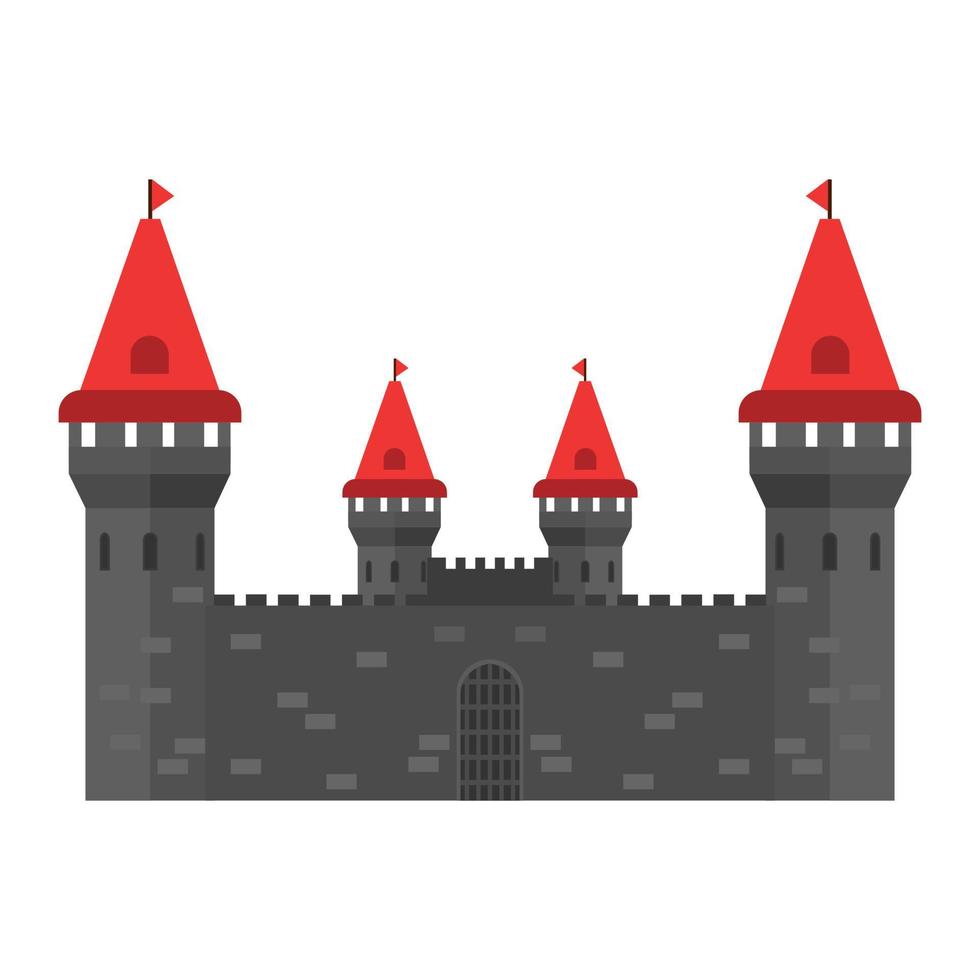 Castle stone history vector icon. Outdoor town medieval fantasy monument exterior concept