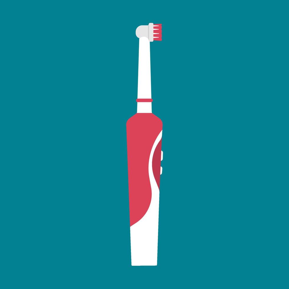 Electric toothbrush dental care hygiene equipment vector icon. Clean tooth mouth toiletries. Professional wash device