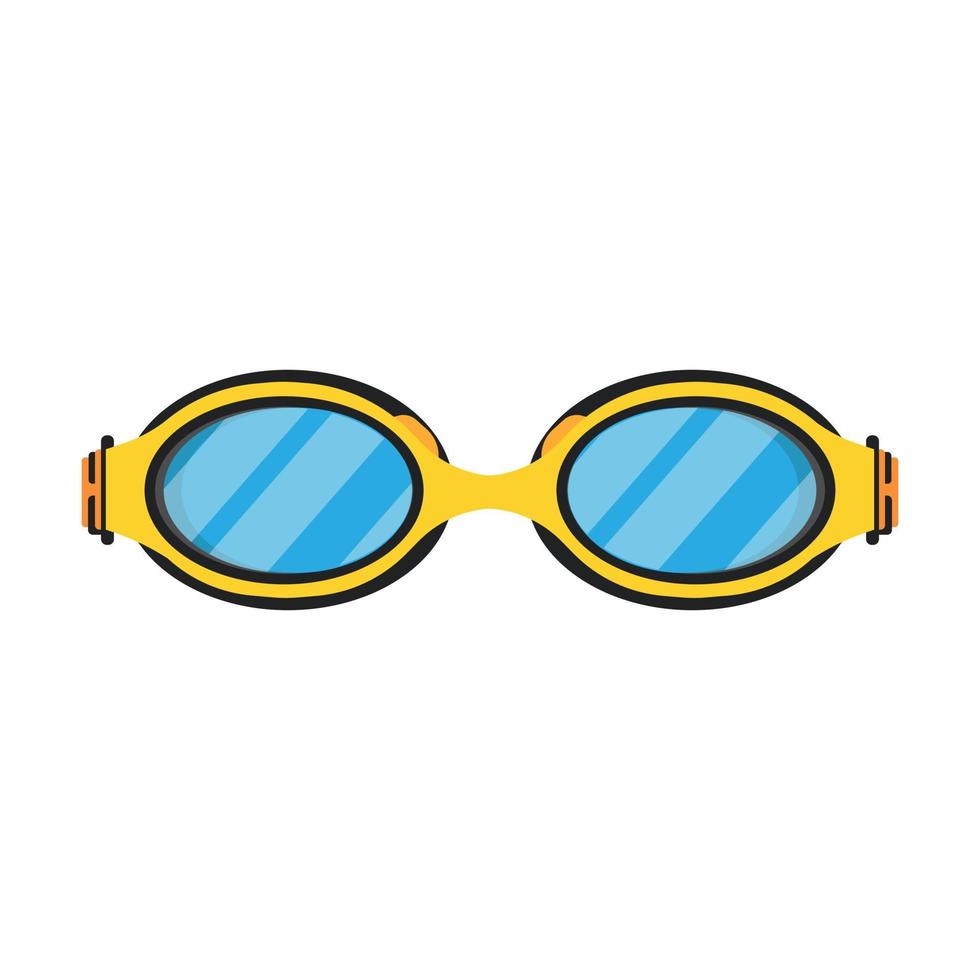 gafas de natación deporte amarillo vaso de agua piscina vector icono plano. equipo aislado ocio buceo elemento submarino máscara para los ojos