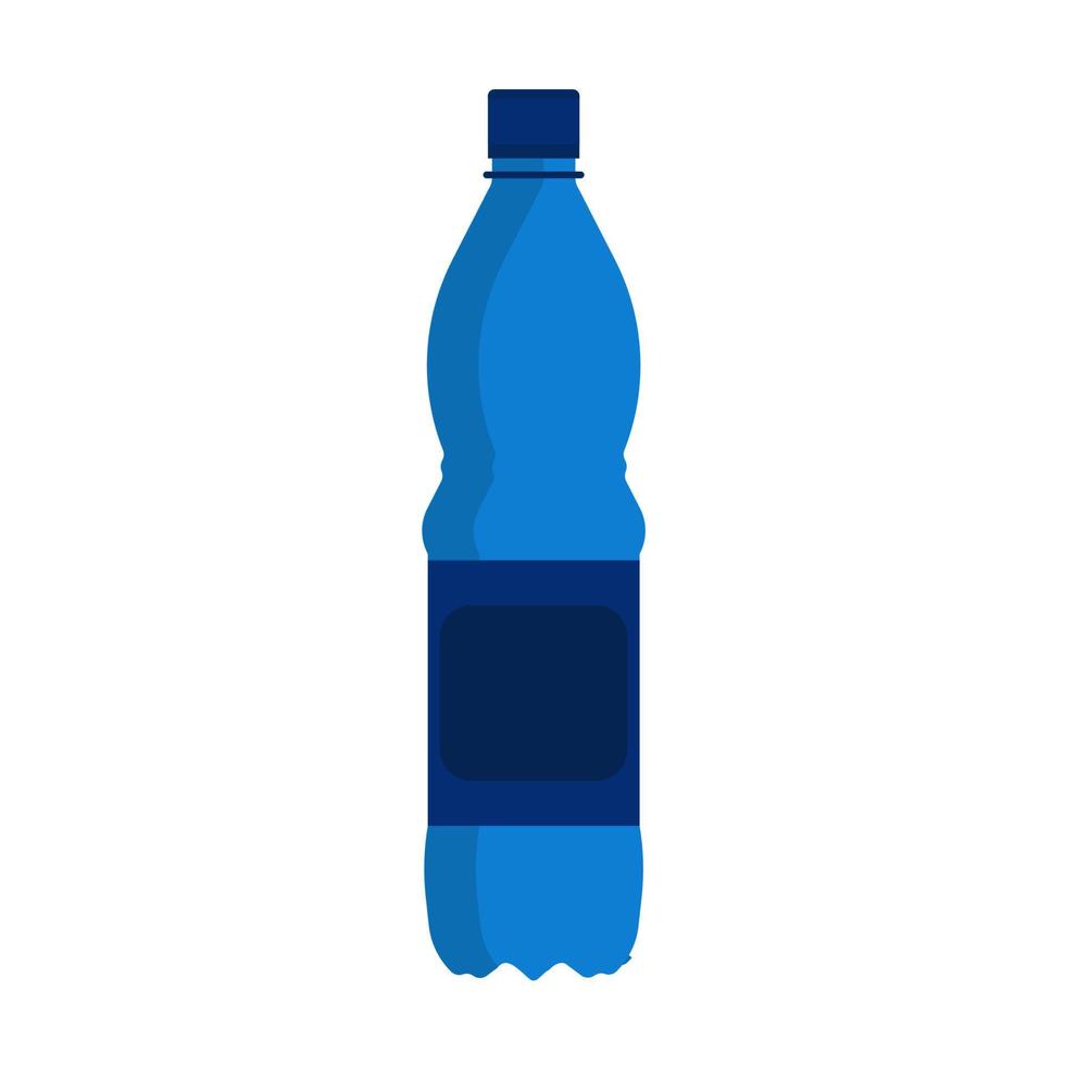 Water bottle vector icon drink. Plastic blue beverage liquid container isolated. Mineral soda symbol cap. Flat simple vertical package