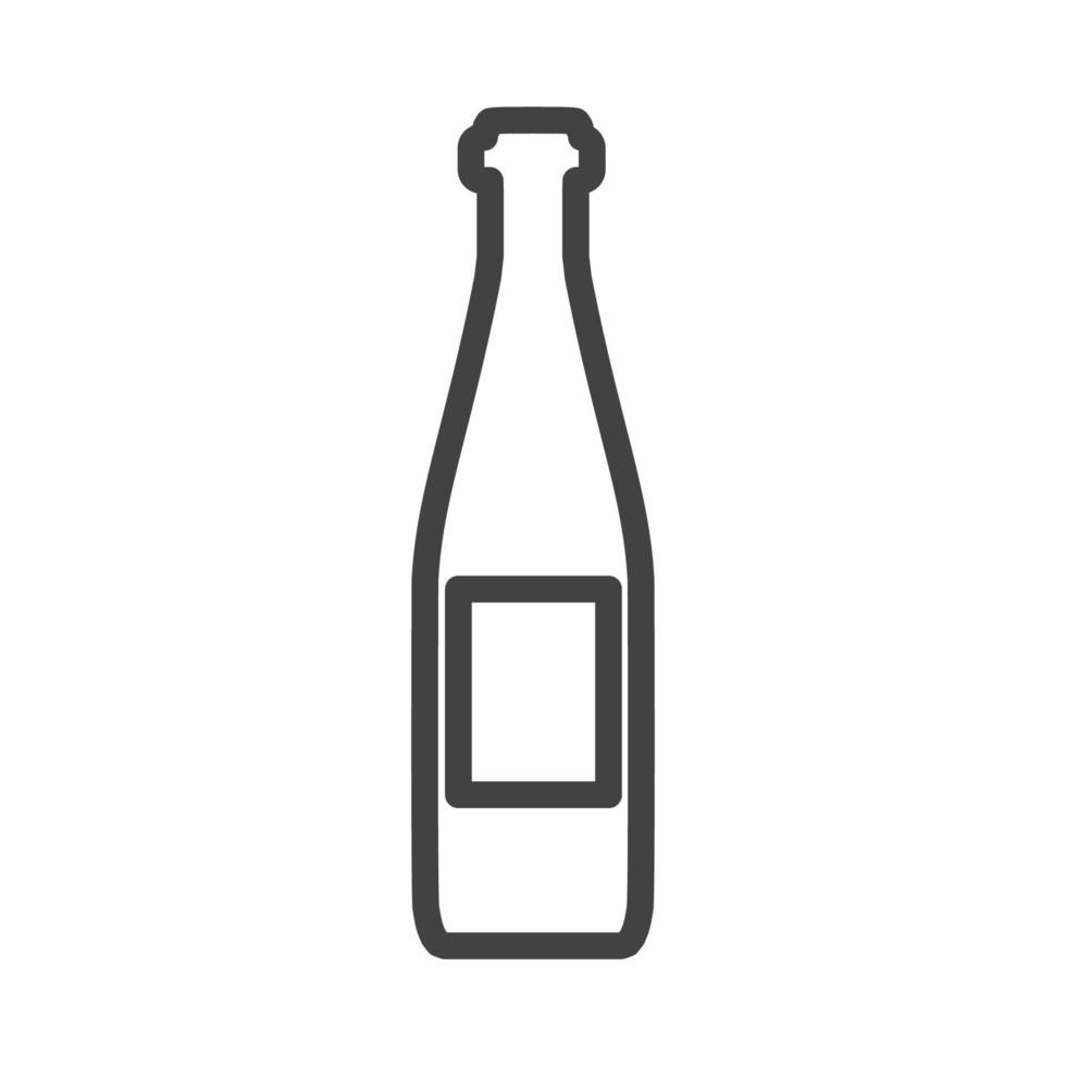 icono de ilustración de vector de bebida de vidrio de botella. símbolo de bebida de recipiente de plástico líquido y objeto de etiqueta de barra de alcohol. signo gráfico de comida refresco o cerveza blanco aislado. contorno producto silueta en blanco pub