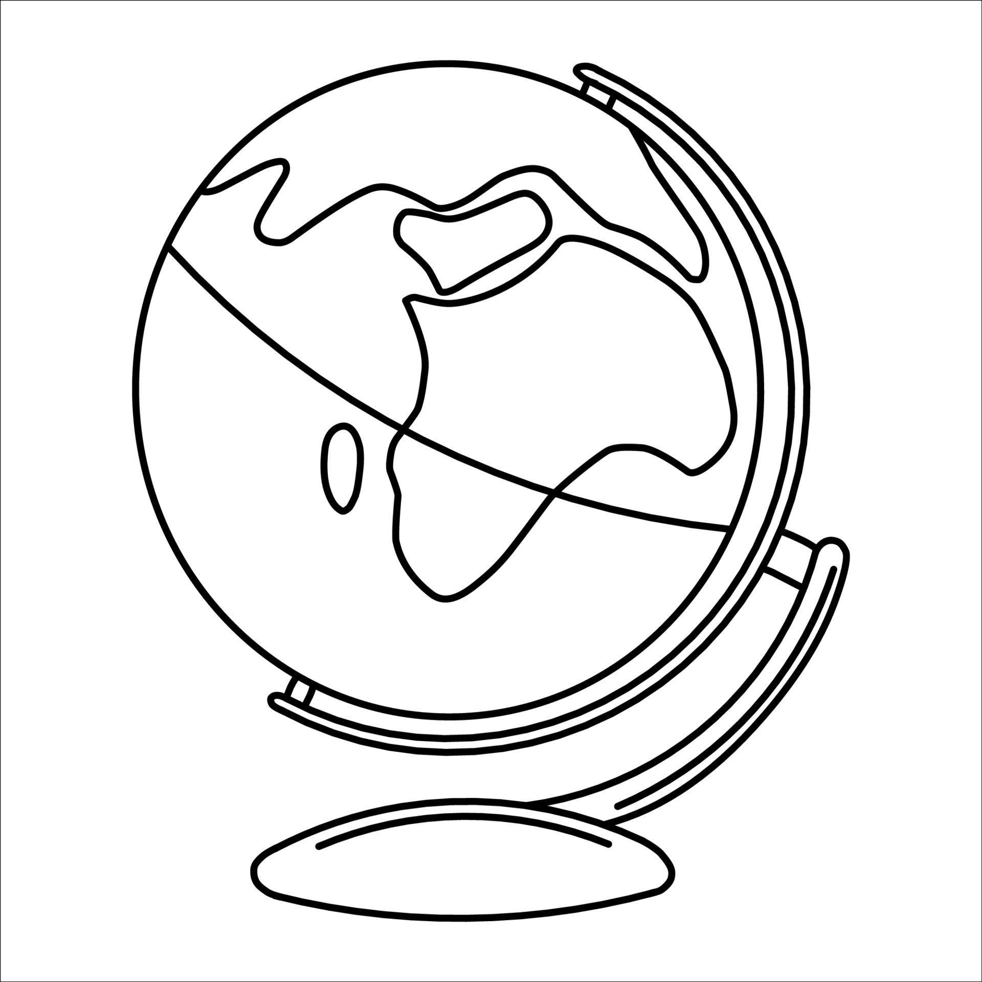 Sketch of a school globe on a stand. Element for the education and