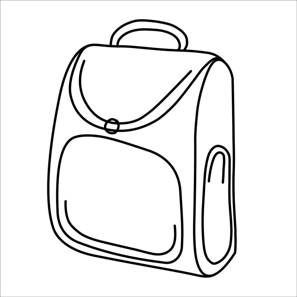 WebSchool bag backpack. Black and white vector illustration isolated in doodle style