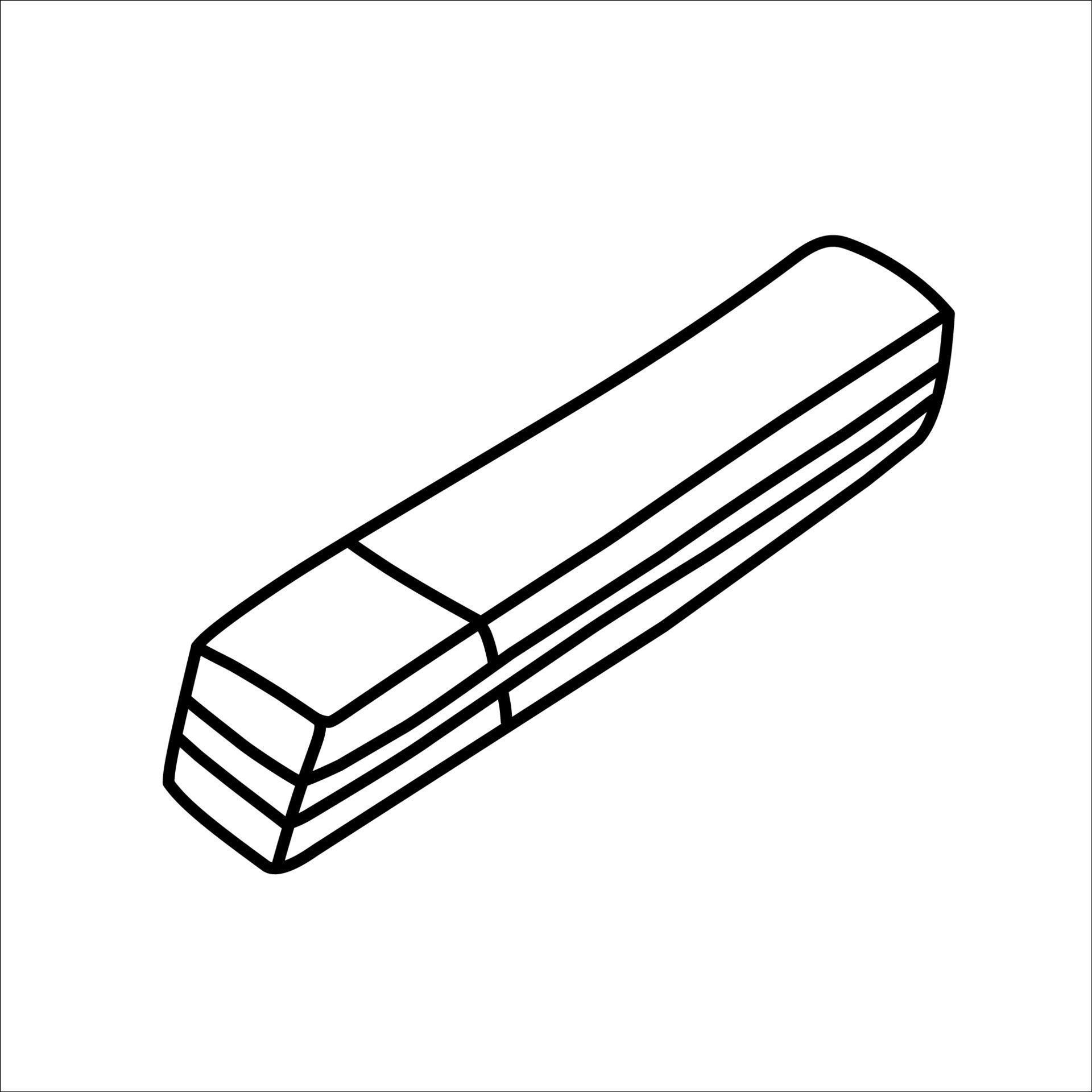 Vector image of an eraser for erasing a pencil. Black outline, doodle