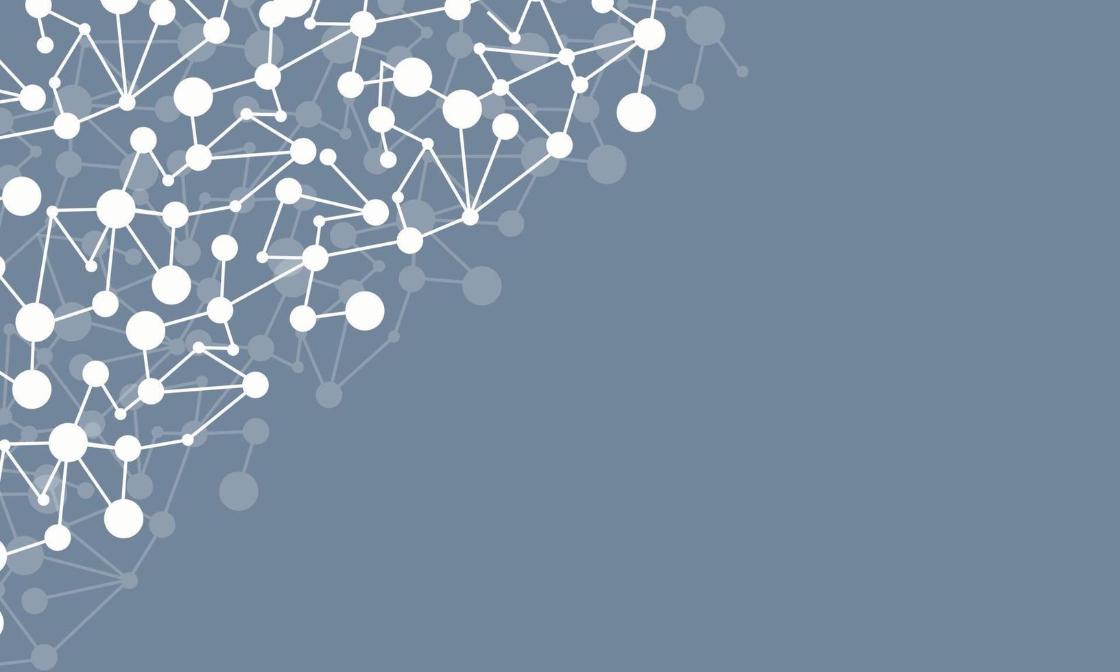 Flat scientific background of white atoms and molecules isolated on blue background. Chemical particle vector illustration