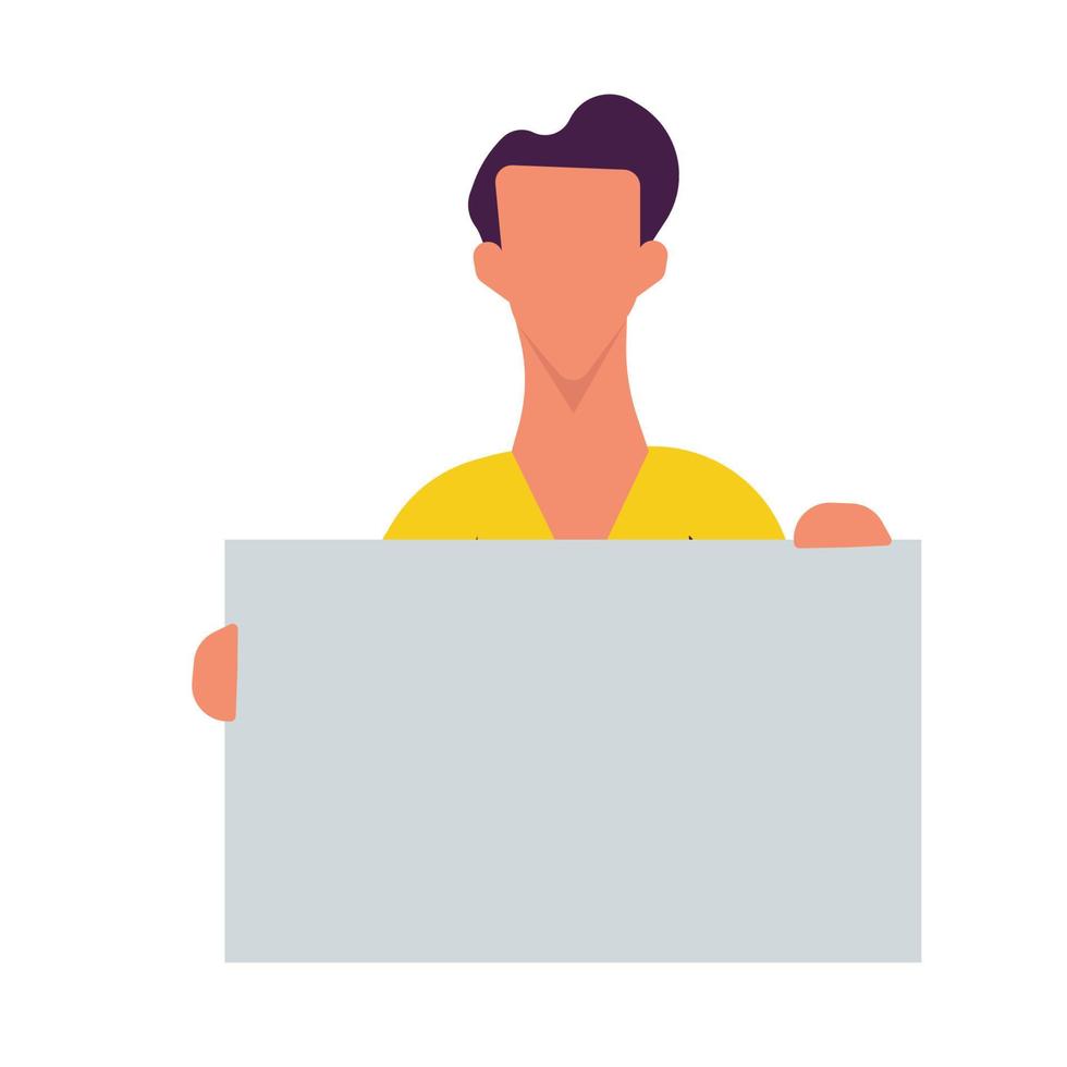 People holding placard vector illustration. Demonstration protest standing character activist with board. Meeting message protester blank and political advertising picket. Announcement human campaign