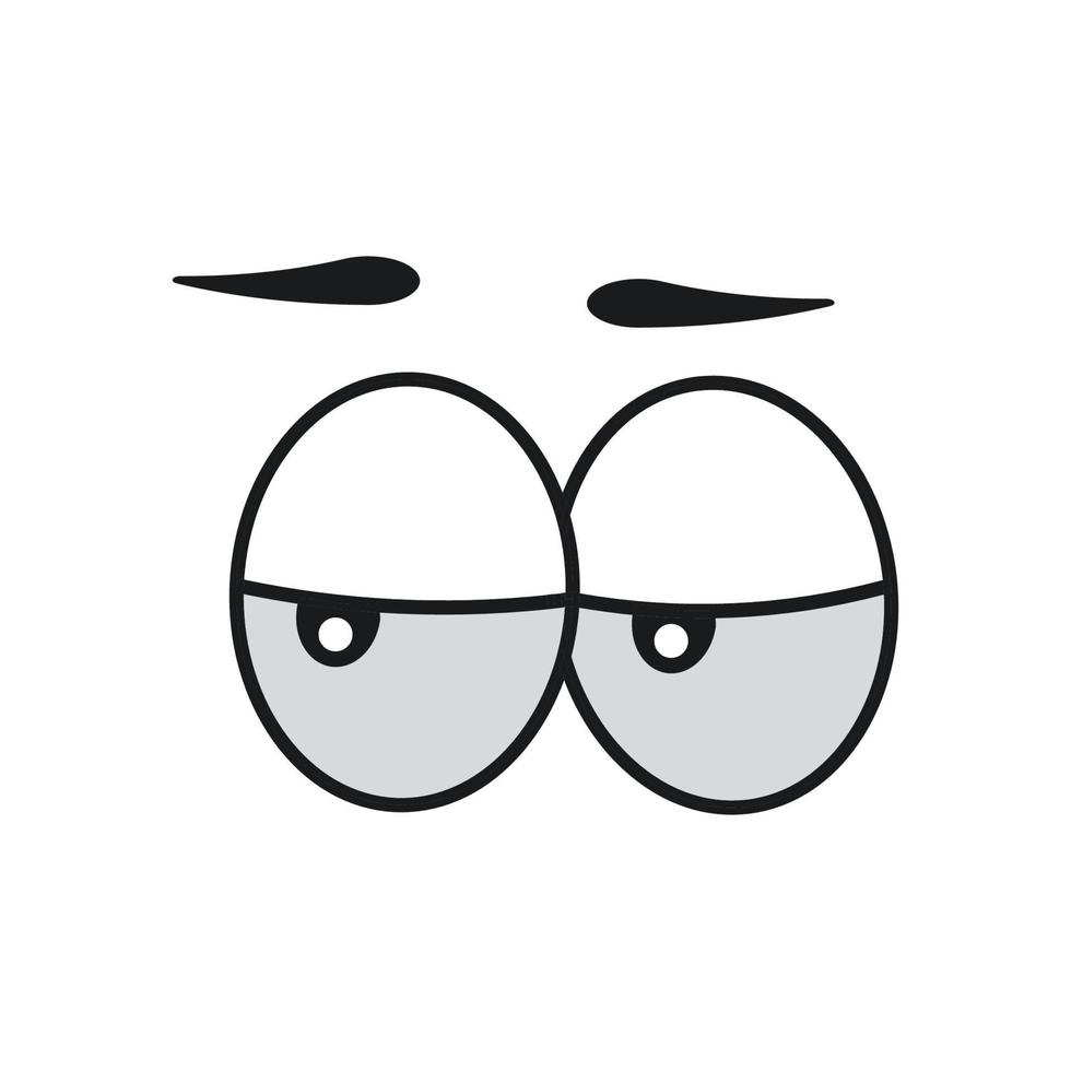 Comic eye cartoon vector illustration expression character icon. Face emotion element symbol fun. Cute and happy eyebrow humor look person. Eyeball emoticon looking art isolated white and human sign
