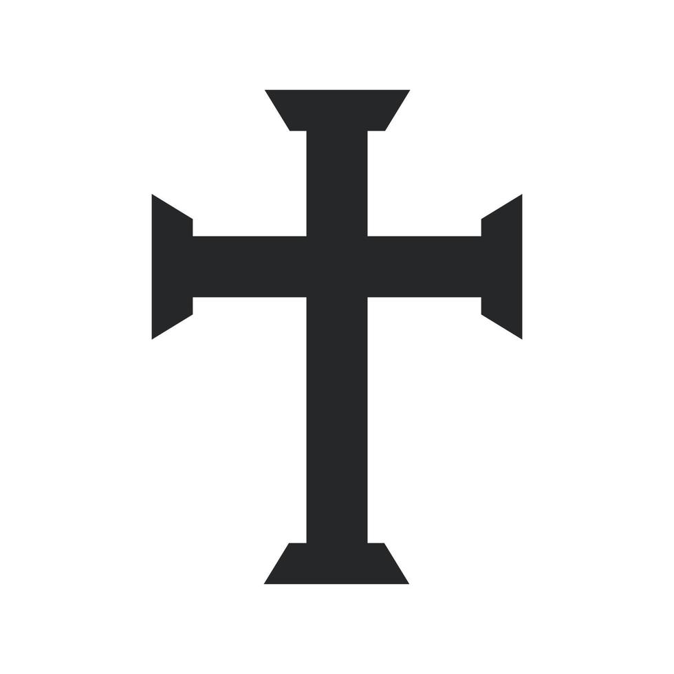 cruz religión dios vector ilustración icono. símbolo cristianismo y forma signo cristiano. crucifijo religioso fe y catolicismo arte sagrado negro. elemento de espiritualidad diseño de jesús y blanco aislado