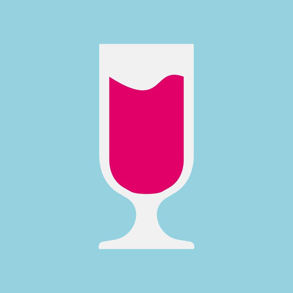 Wine glass red flat taste vector drink. Romantic alcohol glassware sommelier icon