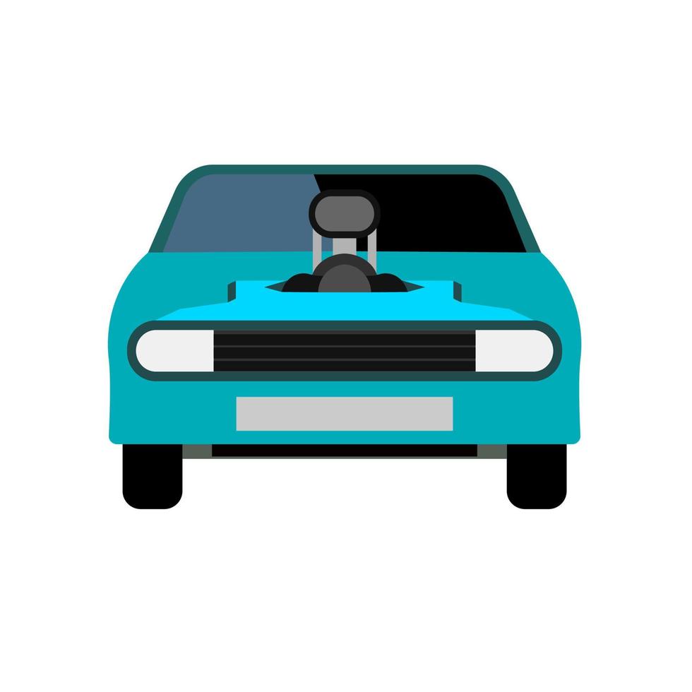 Race car front view blue vector icon. Modern transportation design automotive technology sport vehicle.