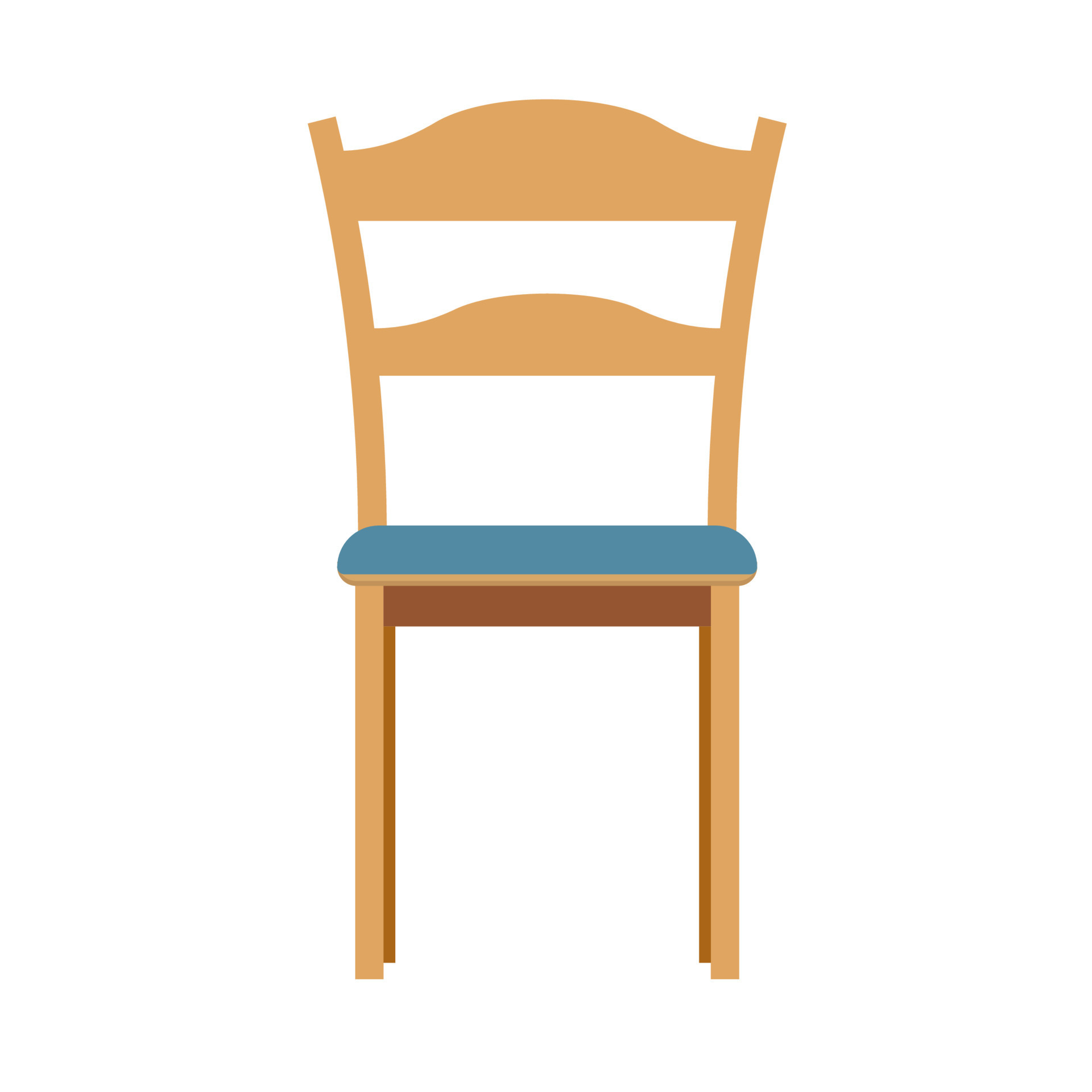 Chair front view illustration furniture vector isolated icon. Interior