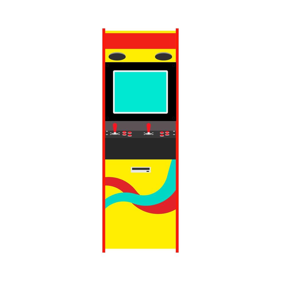 Arcade machine gaming entertainment retro vector icon. Gamble vintage pixel bit play controller