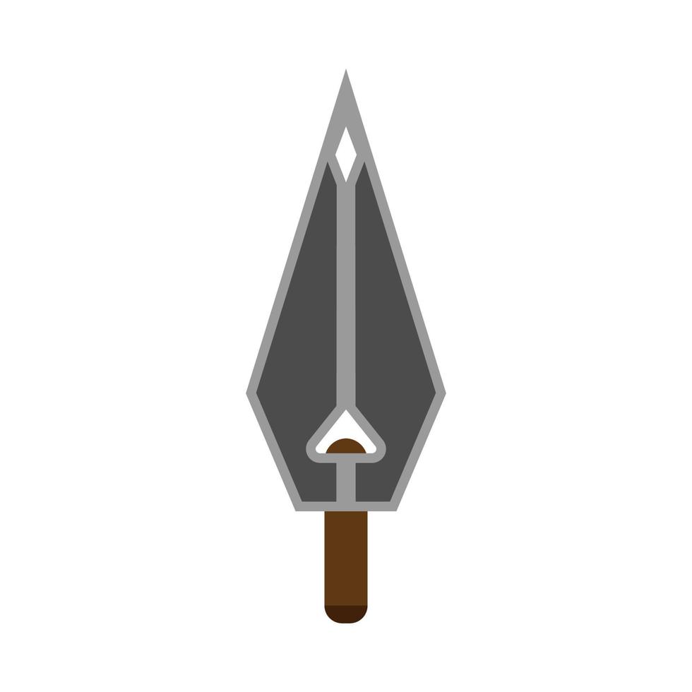 Arowhead bow flat vector shape element archery. Tribal weapon icon retro