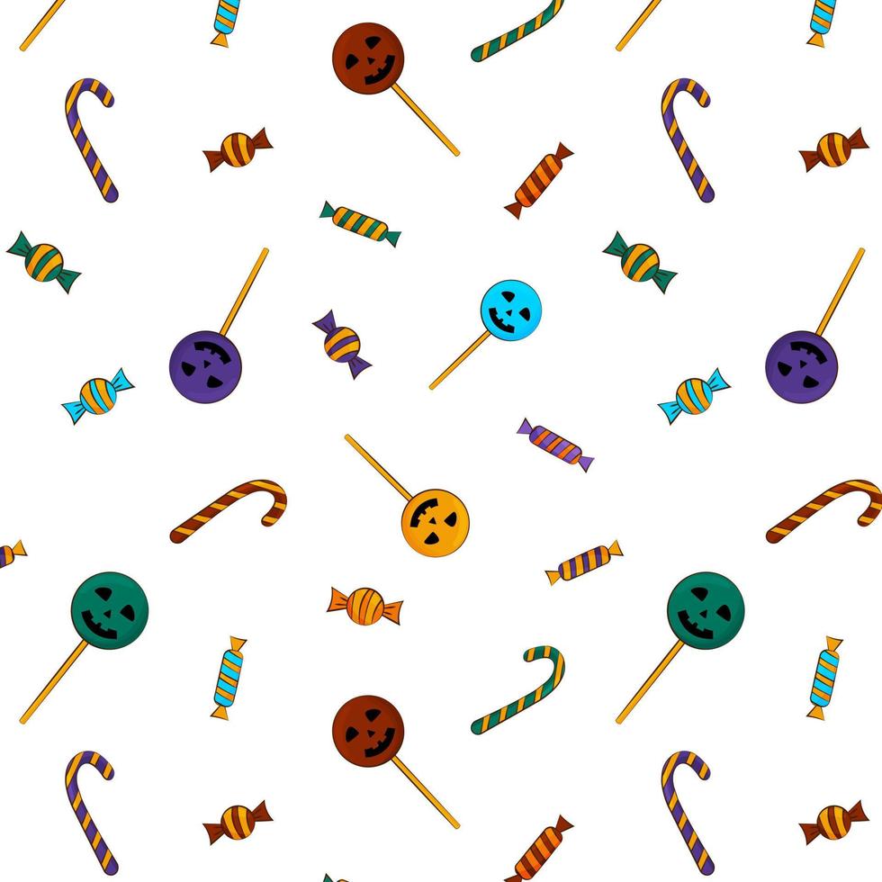 Colourful seamless candy pattern. Fun vector background on a white background.