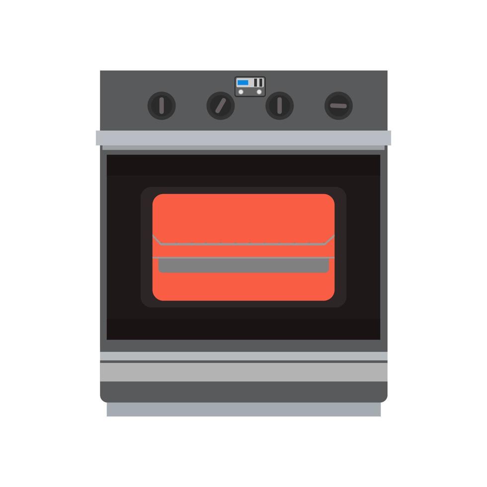 Kitchen stove with oven cooking appliance object home. Isolated equipment kitchen stove food vector icon electric technology household. Domestic oven appliance interior symbol machine cartoon icon