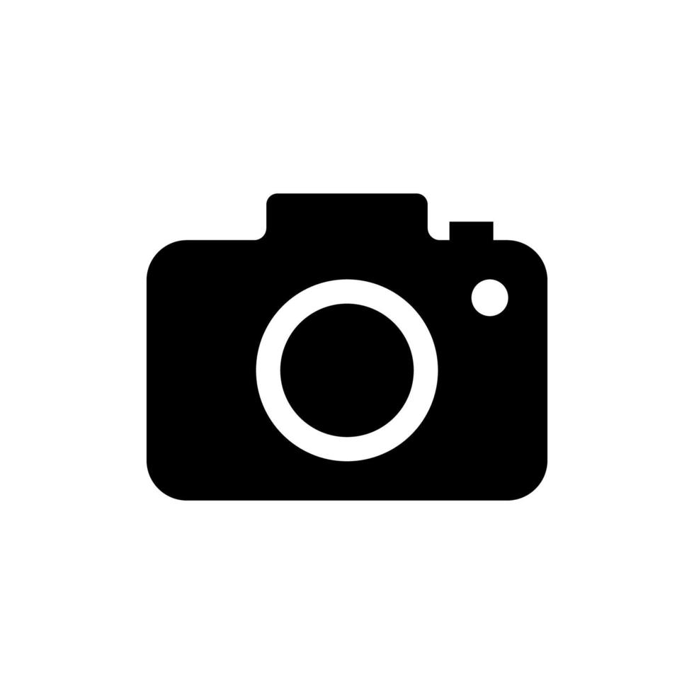 icono de vector de foto e ilustración de símbolo de fotografía. tecnología de imagen de película de cámara y signo de imagen web. lente de marco de fotógrafo y elemento simple de equipo plano. dispositivo de captura negro y aislado