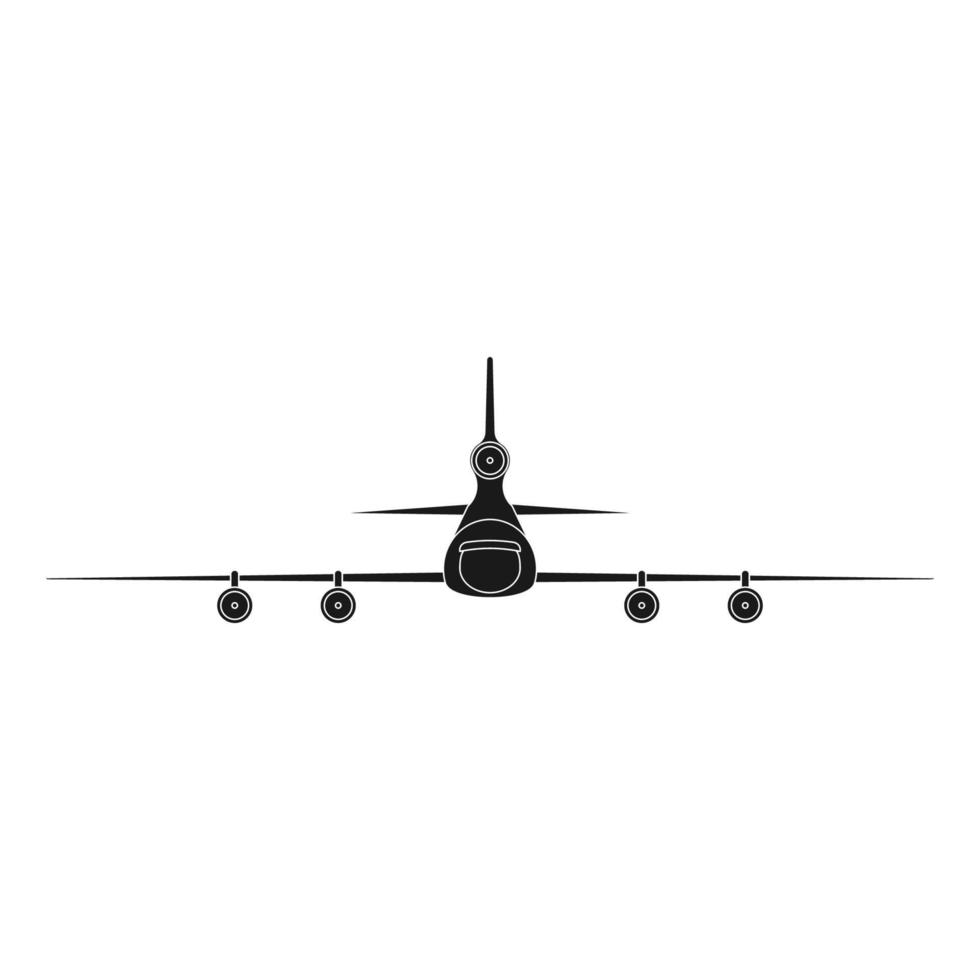 Airplane travel vector icon illustration transportation solid black. Aircraft symbol and fly plane transport isolated white