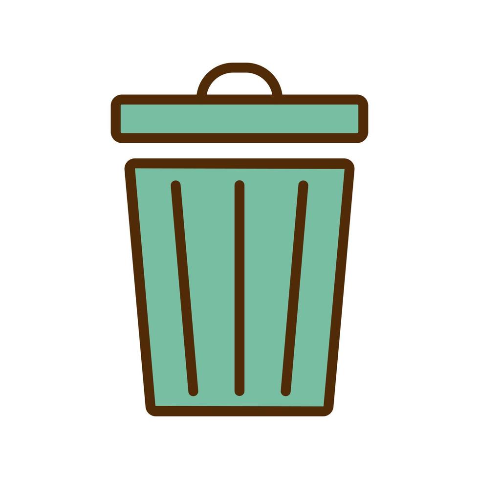 Vector retro trash can icon. Trash basket icon in flat design.