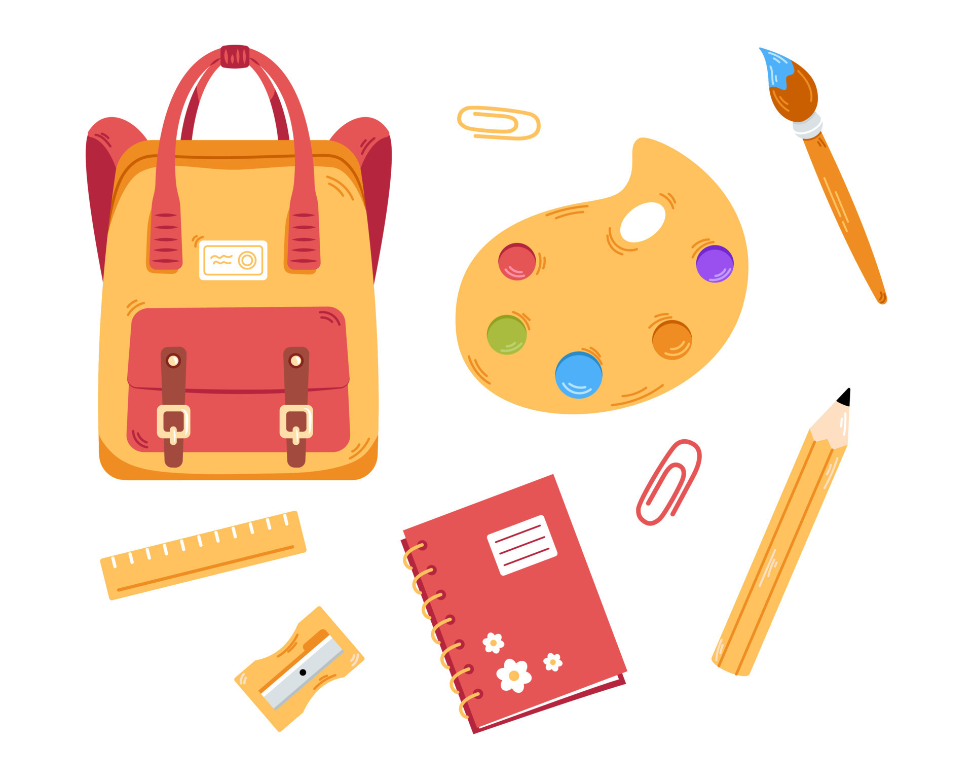 Back to School Clipart School Supplies Clipart Backpack 