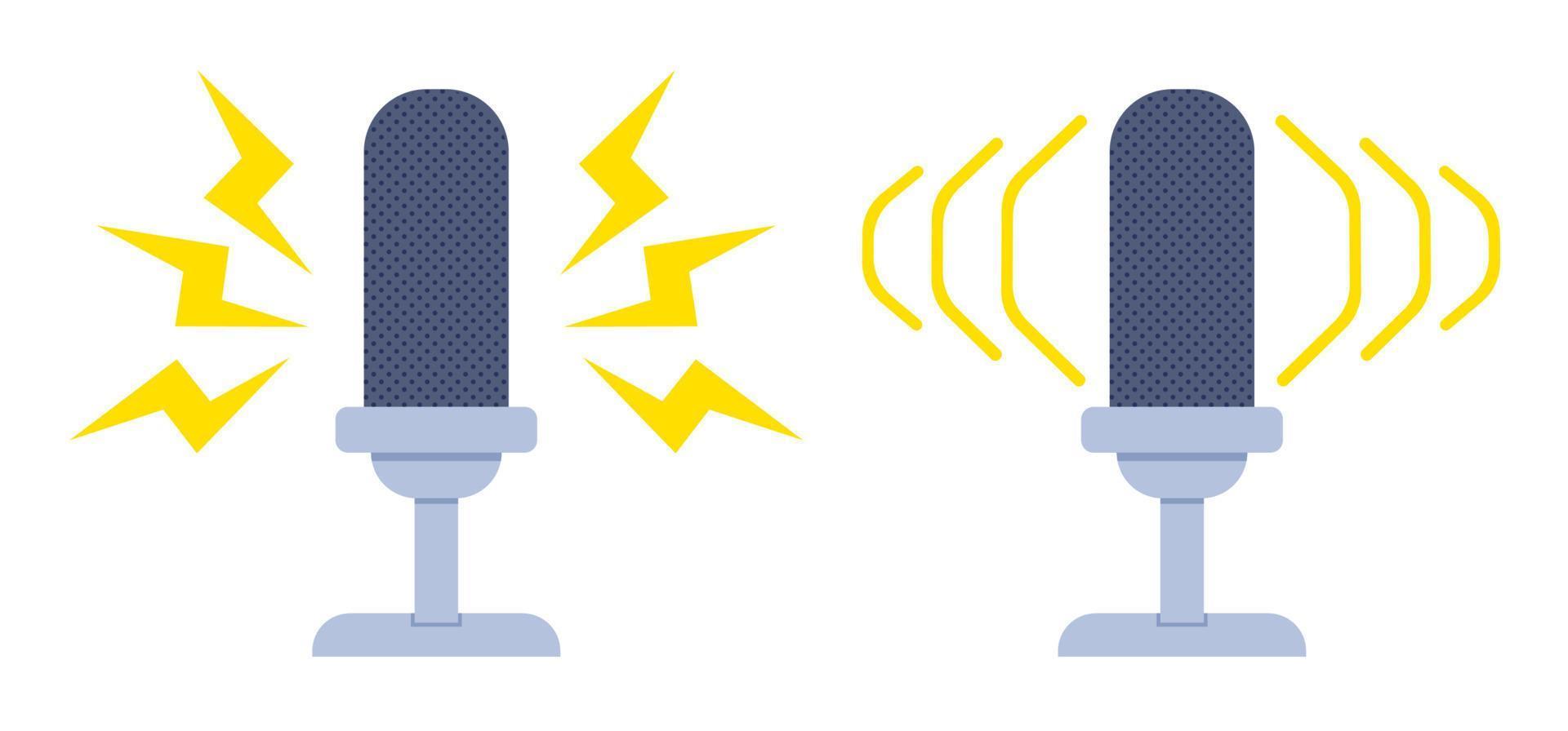 Vector set icon of microphone on white background.